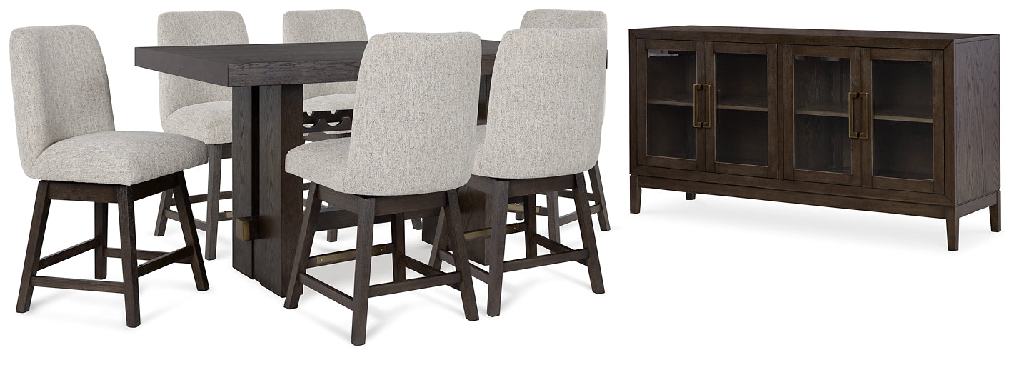 Burkhaus Counter Height Dining Table and 6 Barstools with Storage Signature Design by Ashley®