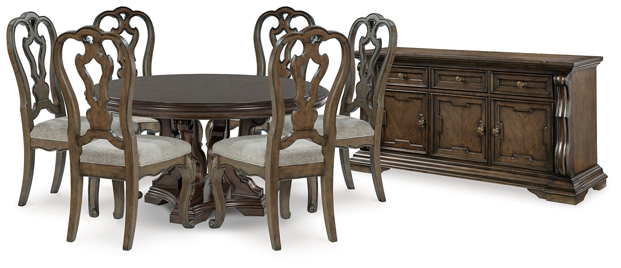 Maylee Dining Table and 6 Chairs with Storage Signature Design by Ashley®