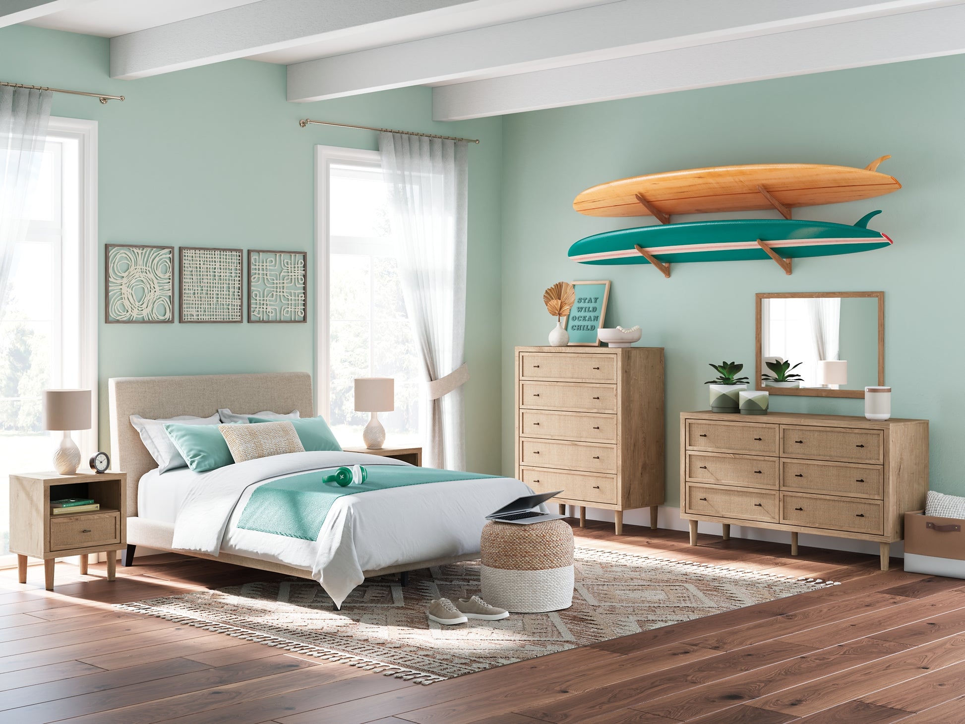 Cielden  Uph Bed W/Roll Slats Signature Design by Ashley®