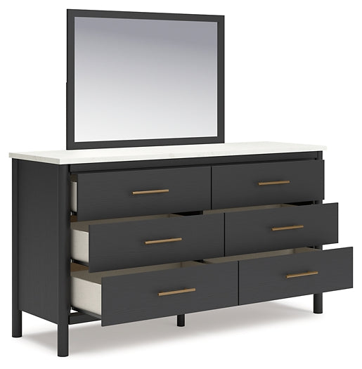 Cadmori Queen Upholstered Panel Bed with Mirrored Dresser Signature Design by Ashley®