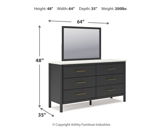 Cadmori Queen Upholstered Panel Bed with Mirrored Dresser Signature Design by Ashley®