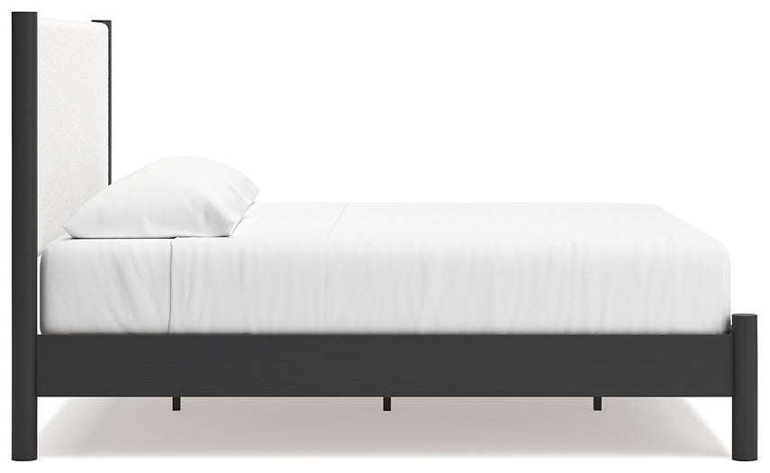 Cadmori King Upholstered Panel Bed with Mirrored Dresser Signature Design by Ashley®