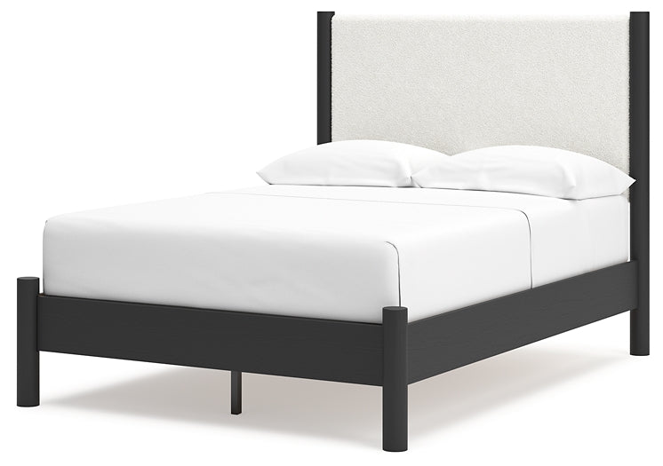 Cadmori Full Upholstered Panel Bed with Mirrored Dresser and Nightstand Signature Design by Ashley®