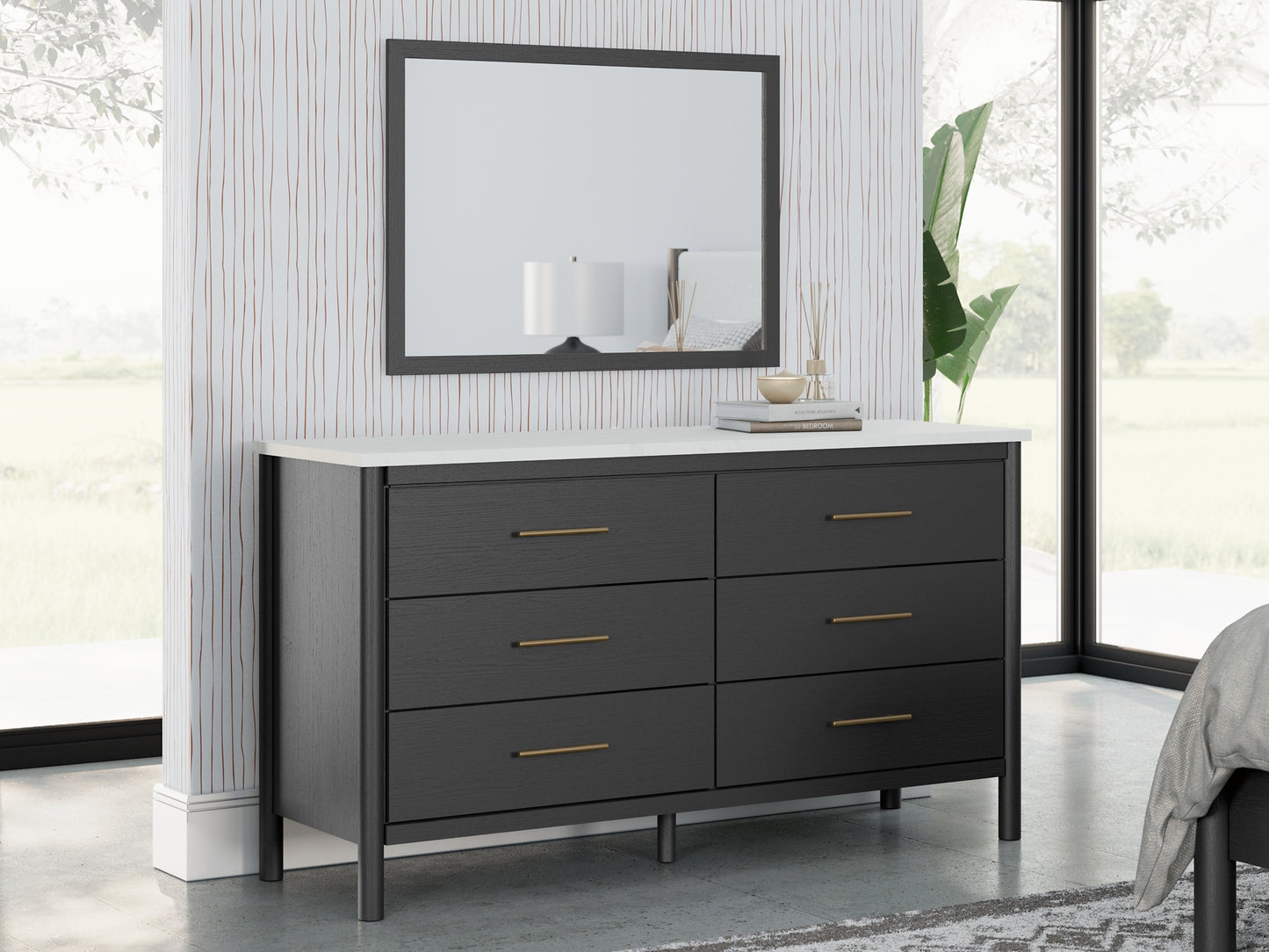 Cadmori Full Upholstered Panel Bed with Mirrored Dresser and Nightstand Signature Design by Ashley®