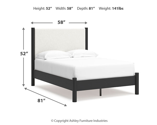 Cadmori Full Upholstered Panel Bed with Mirrored Dresser Signature Design by Ashley®