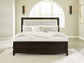 Neymorton Queen Upholstered Panel Bed with Mirrored Dresser and 2 Nightstands Signature Design by Ashley®