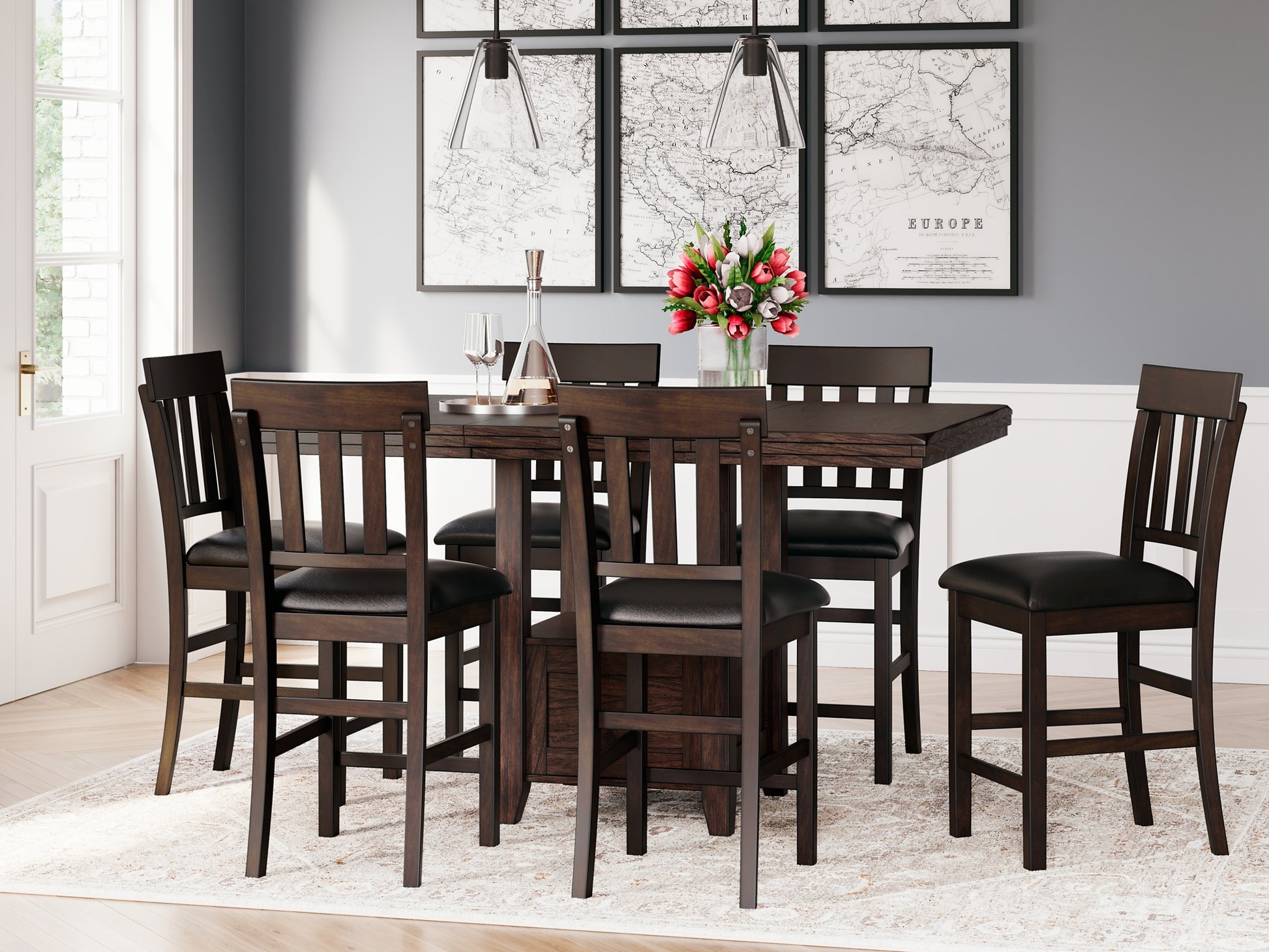 Haddigan Counter Height Dining Table and 6 Barstools Signature Design by Ashley®