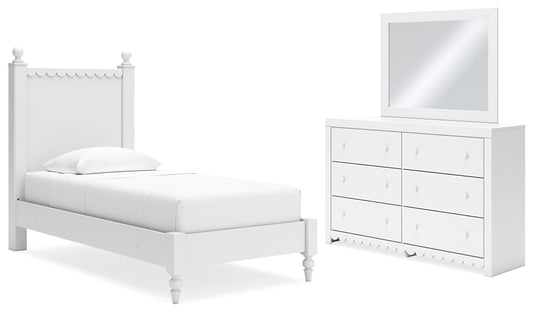 Mollviney Twin Panel Bed with Mirrored Dresser Signature Design by Ashley®