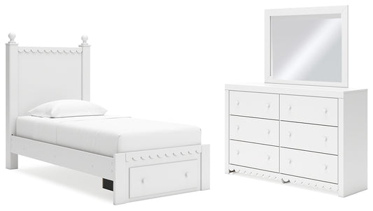 Mollviney Twin Panel Storage Bed with Mirrored Dresser Signature Design by Ashley®