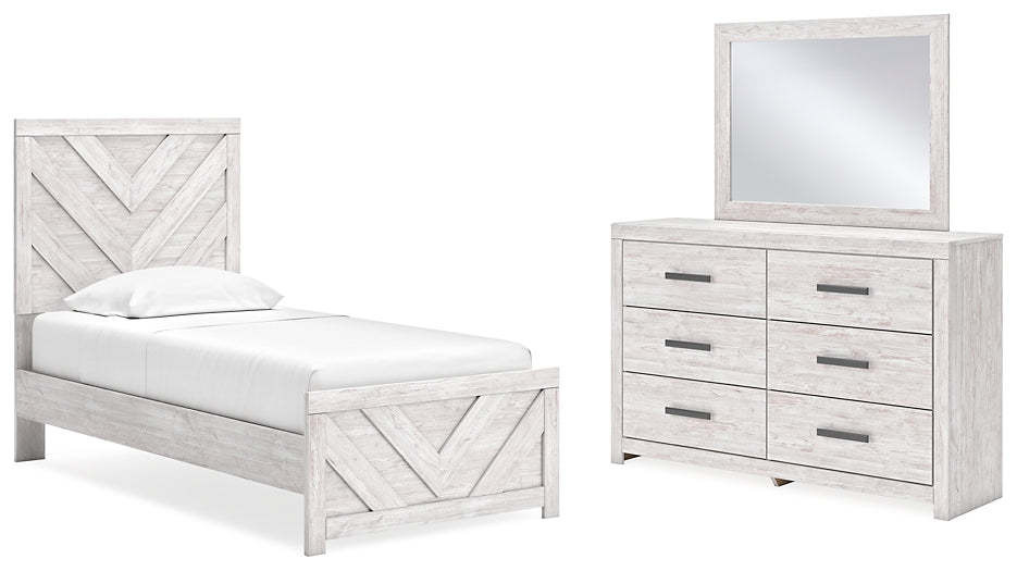 Cayboni Twin Panel Bed with Mirrored Dresser Signature Design by Ashley®