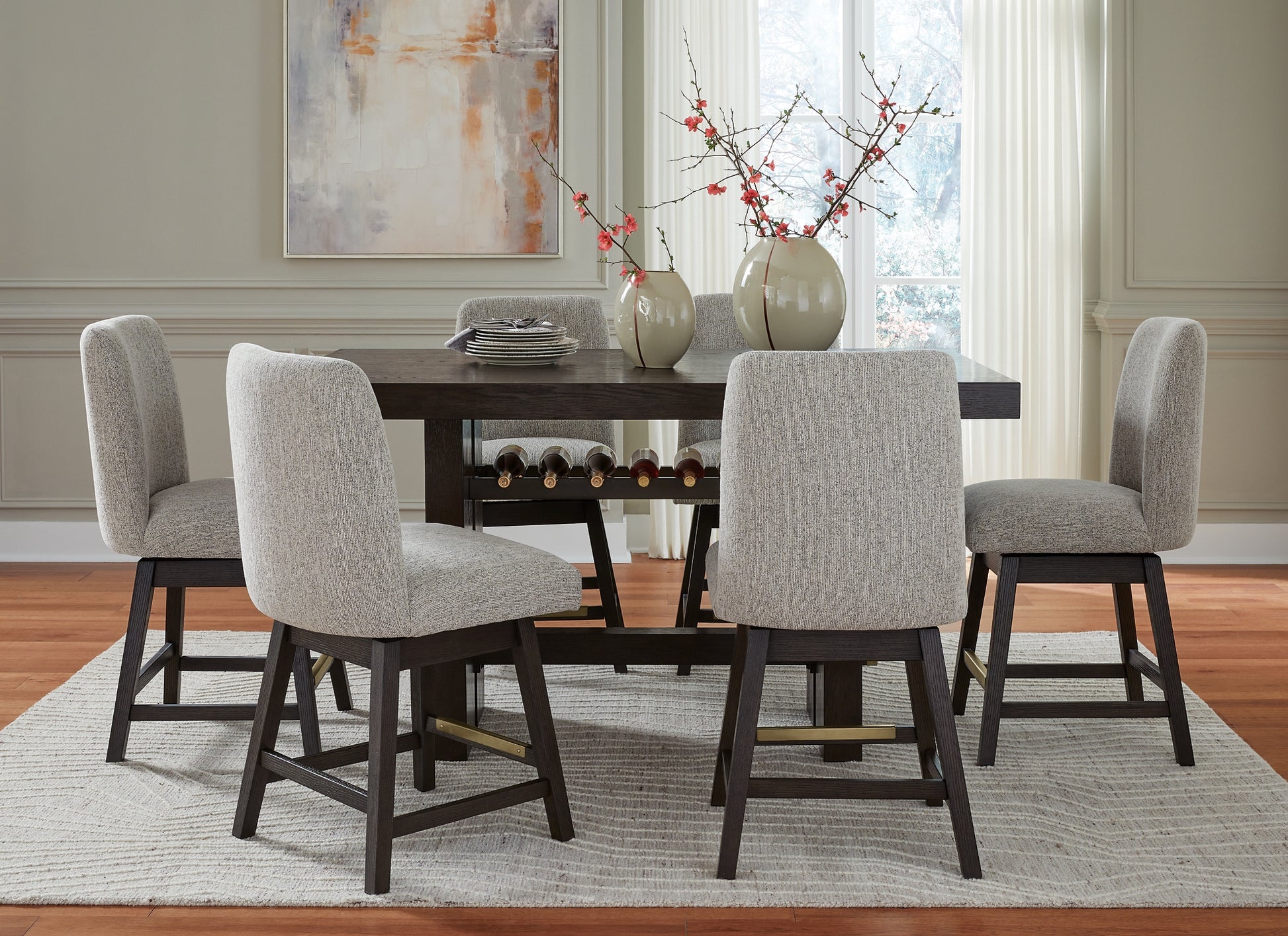 Burkhaus Counter Height Dining Table and 6 Barstools Signature Design by Ashley®