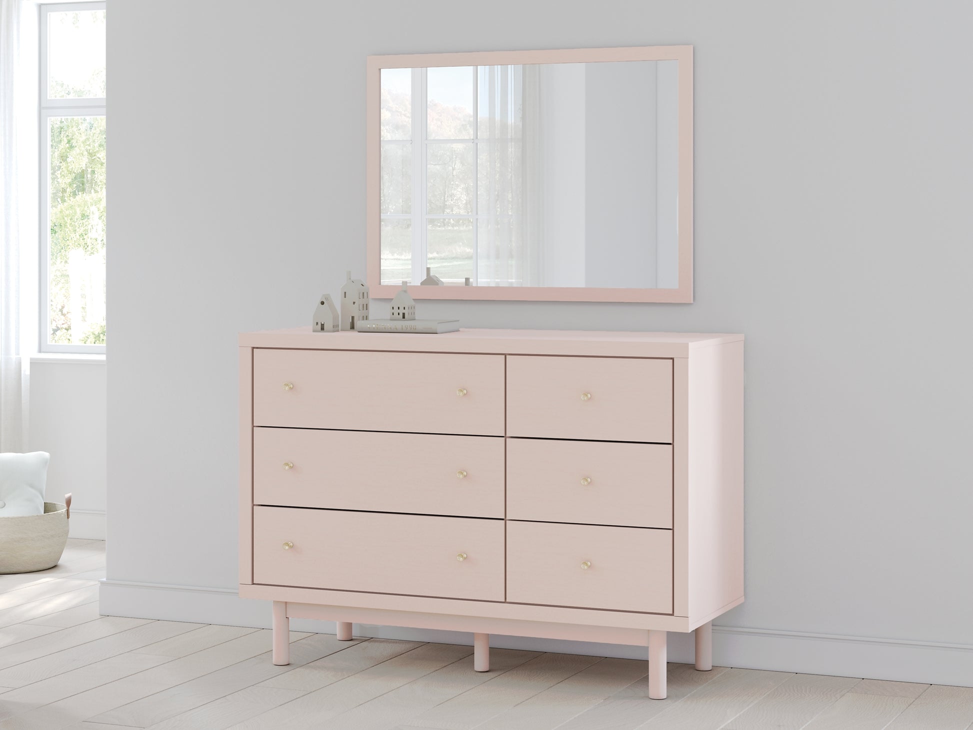 Wistenpine Twin Upholstered Panel Bed with Mirrored Dresser and Nightstand Signature Design by Ashley®