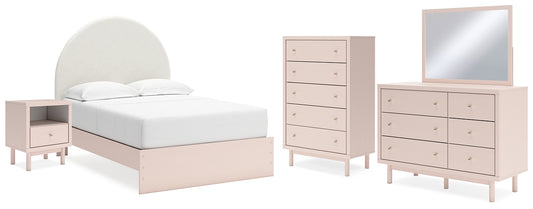 Wistenpine Full Upholstered Panel Bed with Mirrored Dresser, Chest and Nightstand Signature Design by Ashley®