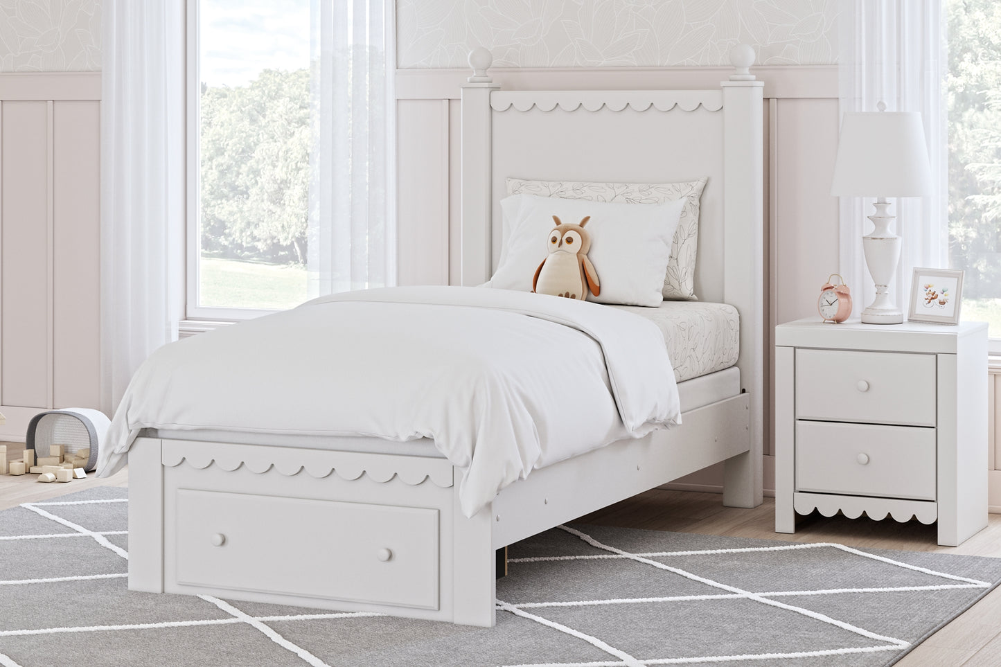 Mollviney Twin Panel Storage Bed with Mirrored Dresser and Nightstand Signature Design by Ashley®