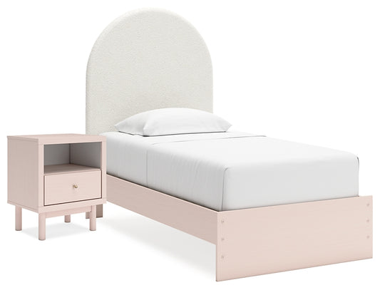 Wistenpine Twin Upholstered Panel Bed with Nightstand Signature Design by Ashley®