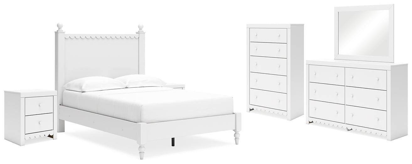 Mollviney Full Panel Bed with Mirrored Dresser, Chest and 2 Nightstands Signature Design by Ashley®