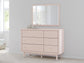 Wistenpine Twin Upholstered Panel Bed with Mirrored Dresser and 2 Nightstands Signature Design by Ashley®