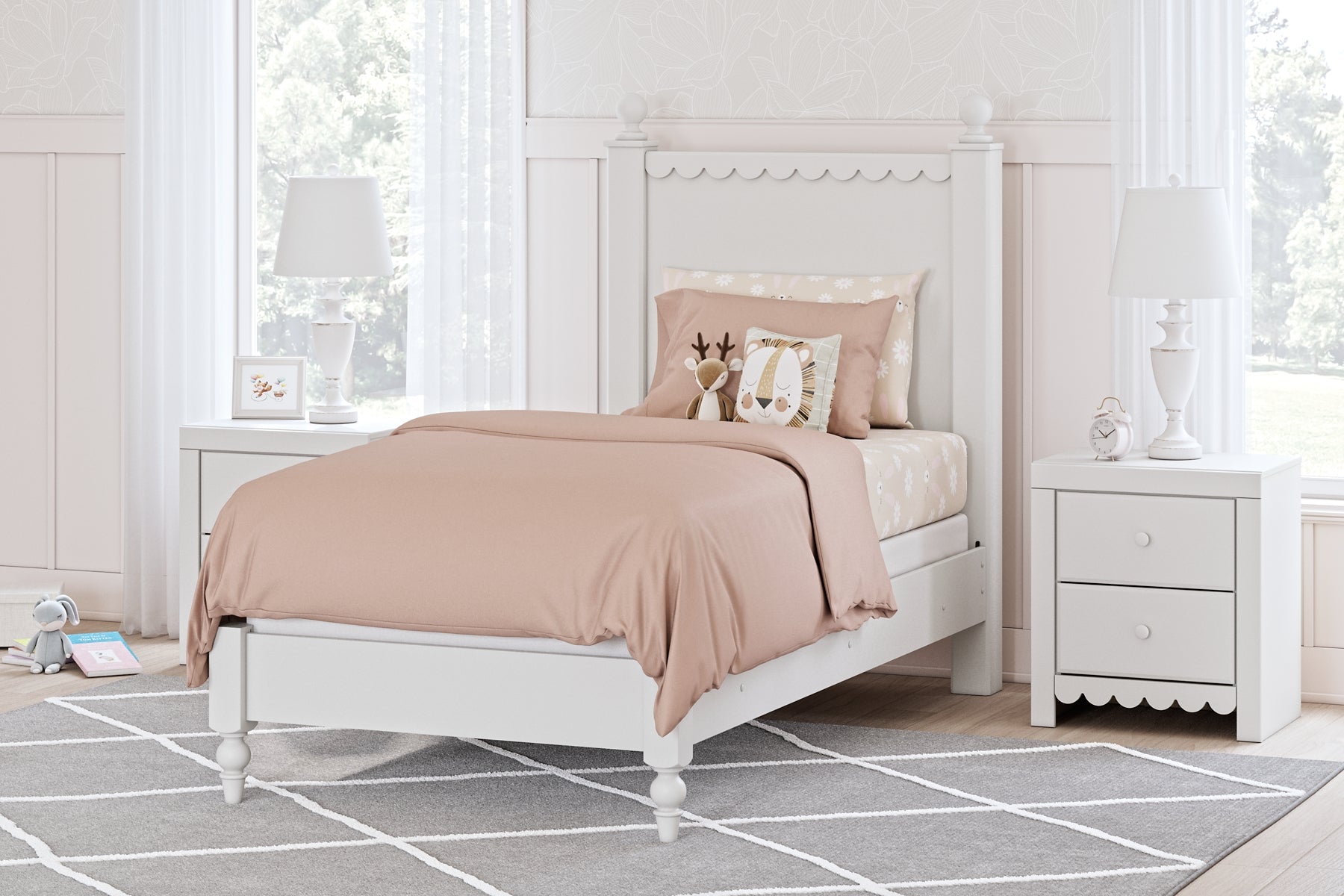 Mollviney Twin Panel Bed with Nightstand Signature Design by Ashley®