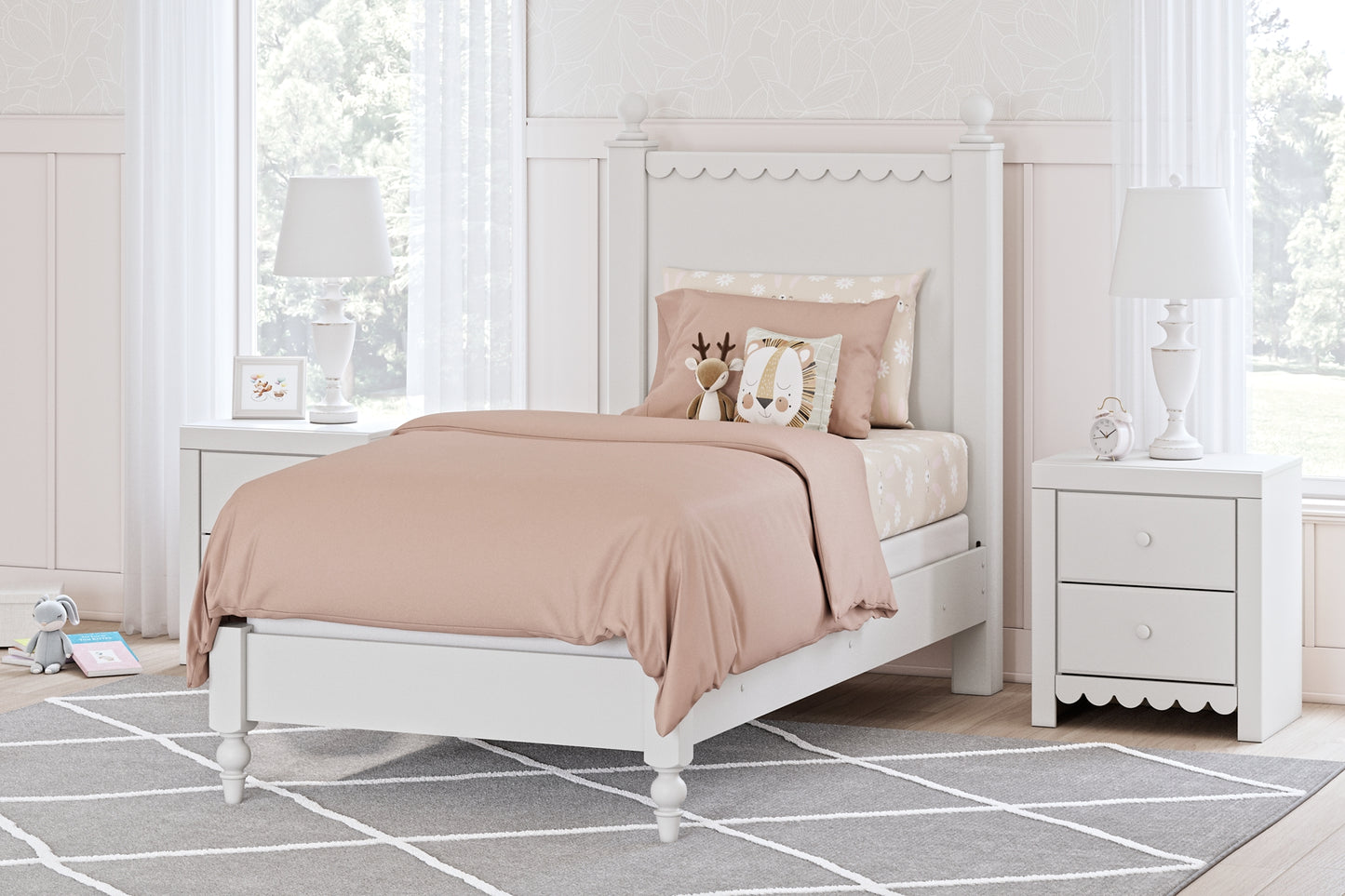 Mollviney Twin Panel Bed with Mirrored Dresser, Chest and 2 Nightstands Signature Design by Ashley®