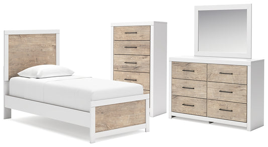 Charbitt Twin Panel Bed with Mirrored Dresser and Chest Signature Design by Ashley®