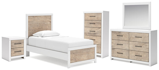 Charbitt Twin Panel Bed with Mirrored Dresser, Chest and Nightstand Signature Design by Ashley®