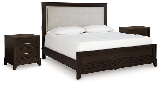 Neymorton King/California King Upholstered Panel Headboard with 2 Nightstands Signature Design by Ashley®