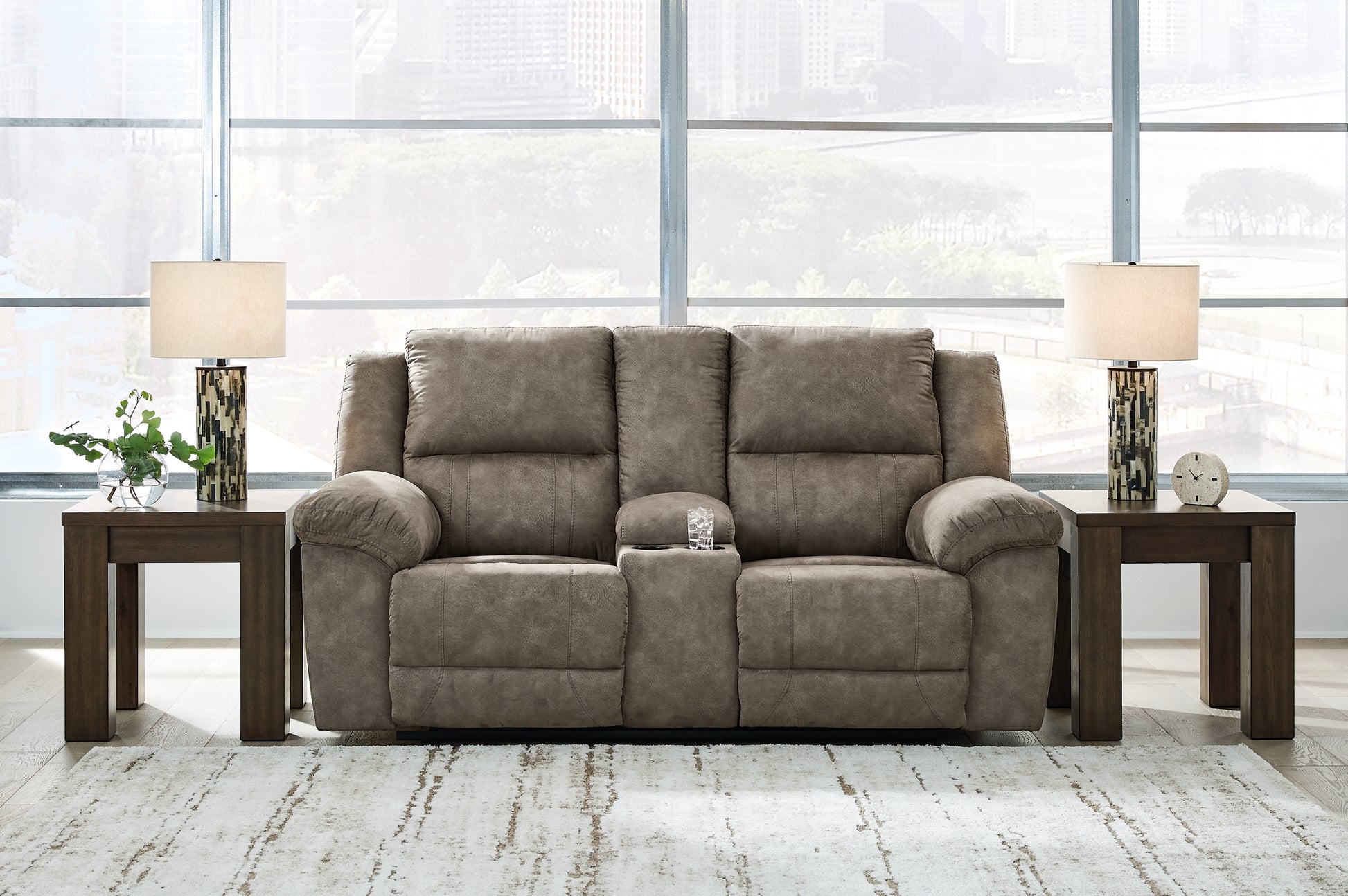 Laresview DBL Rec Loveseat w/Console Signature Design by Ashley®