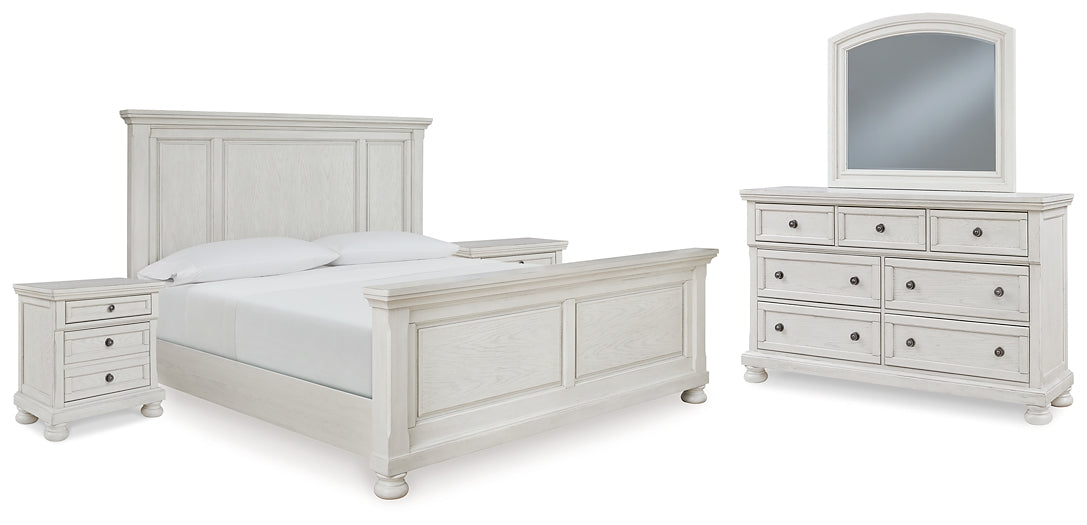 Robbinsdale King Panel Bed with Mirrored Dresser and 2 Nightstands Signature Design by Ashley®