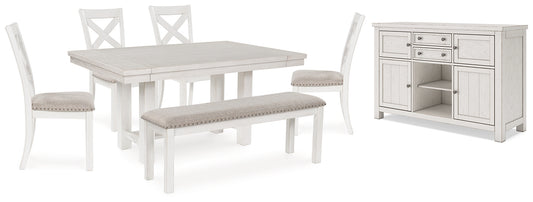 Robbinsdale Dining Table and 4 Chairs and Bench with Storage Signature Design by Ashley®