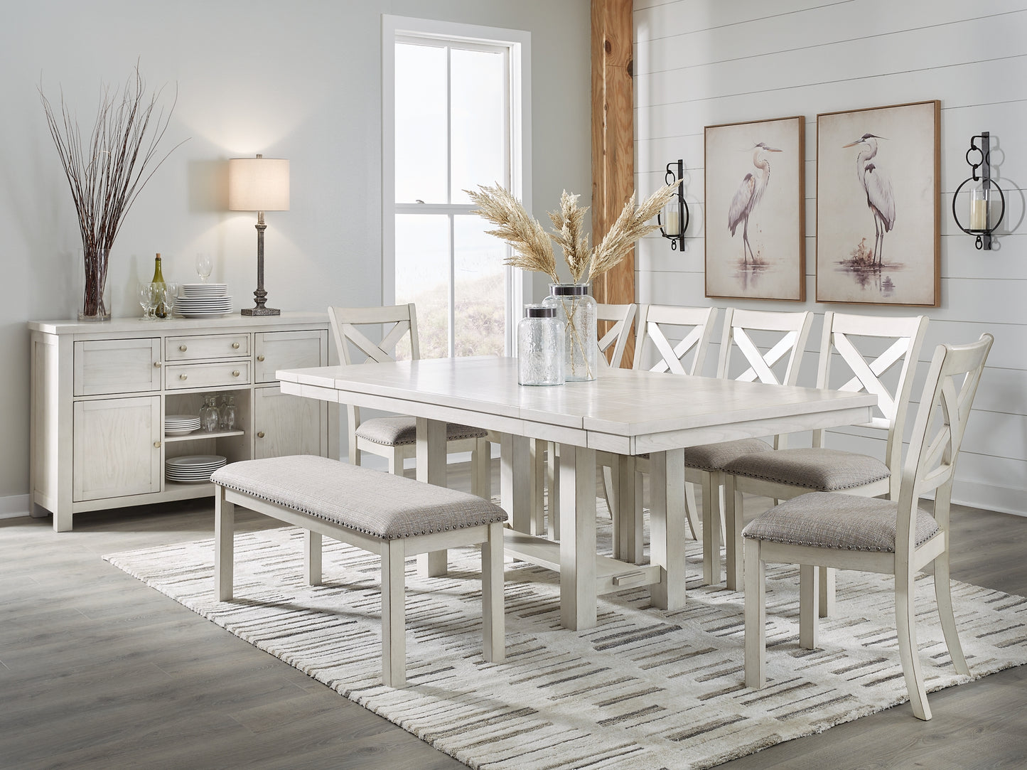 Robbinsdale Dining Table and 6 Chairs and Bench with Storage Signature Design by Ashley®