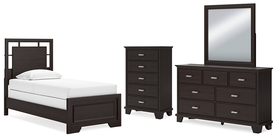 Covetown Twin Panel Bed with Mirrored Dresser and Chest Signature Design by Ashley®