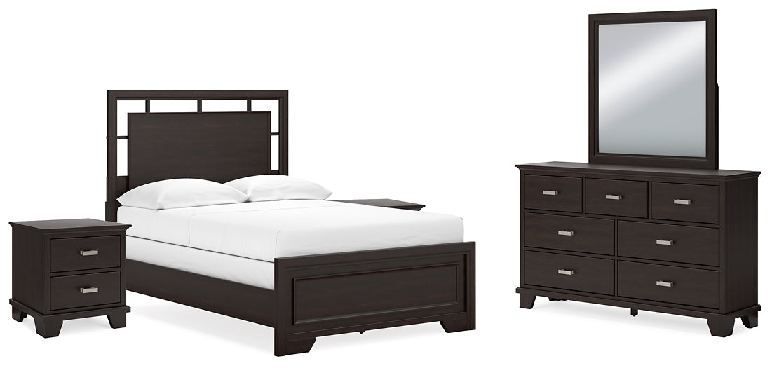 Covetown Full Panel Bed with Mirrored Dresser and 2 Nightstands Signature Design by Ashley®