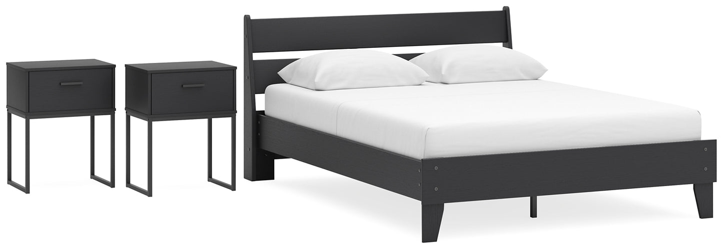 Socalle Queen Panel Platform Bed with 2 Nightstands Signature Design by Ashley®