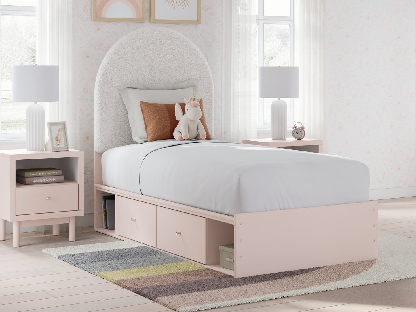 Wistenpine Twin Upholstered Panel Bed with Storage Signature Design by Ashley®