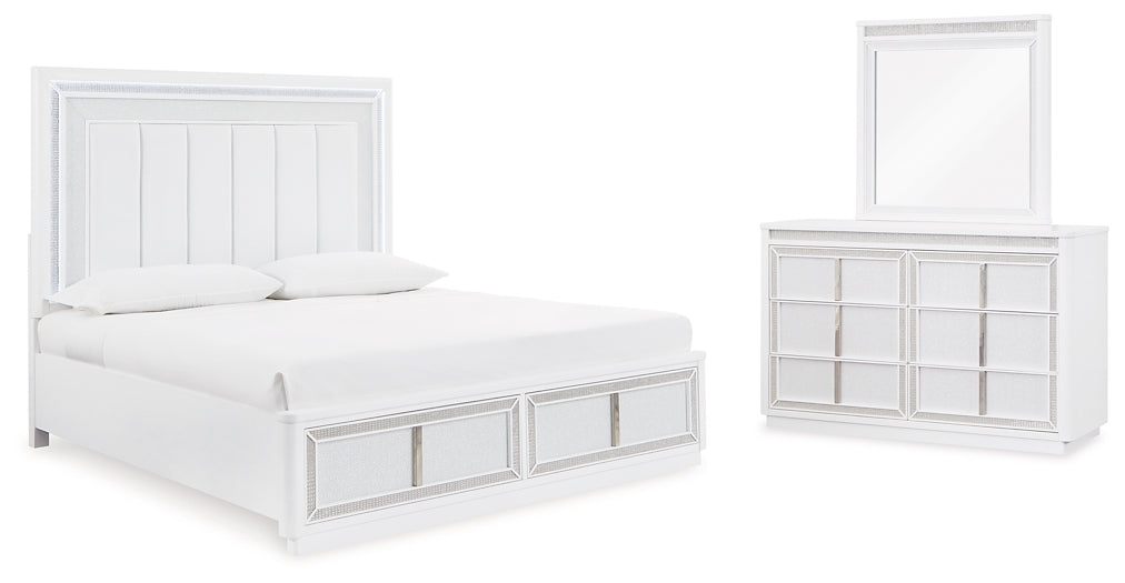 Chalanna Queen Upholstered Storage Bed with Mirrored Dresser Signature Design by Ashley®