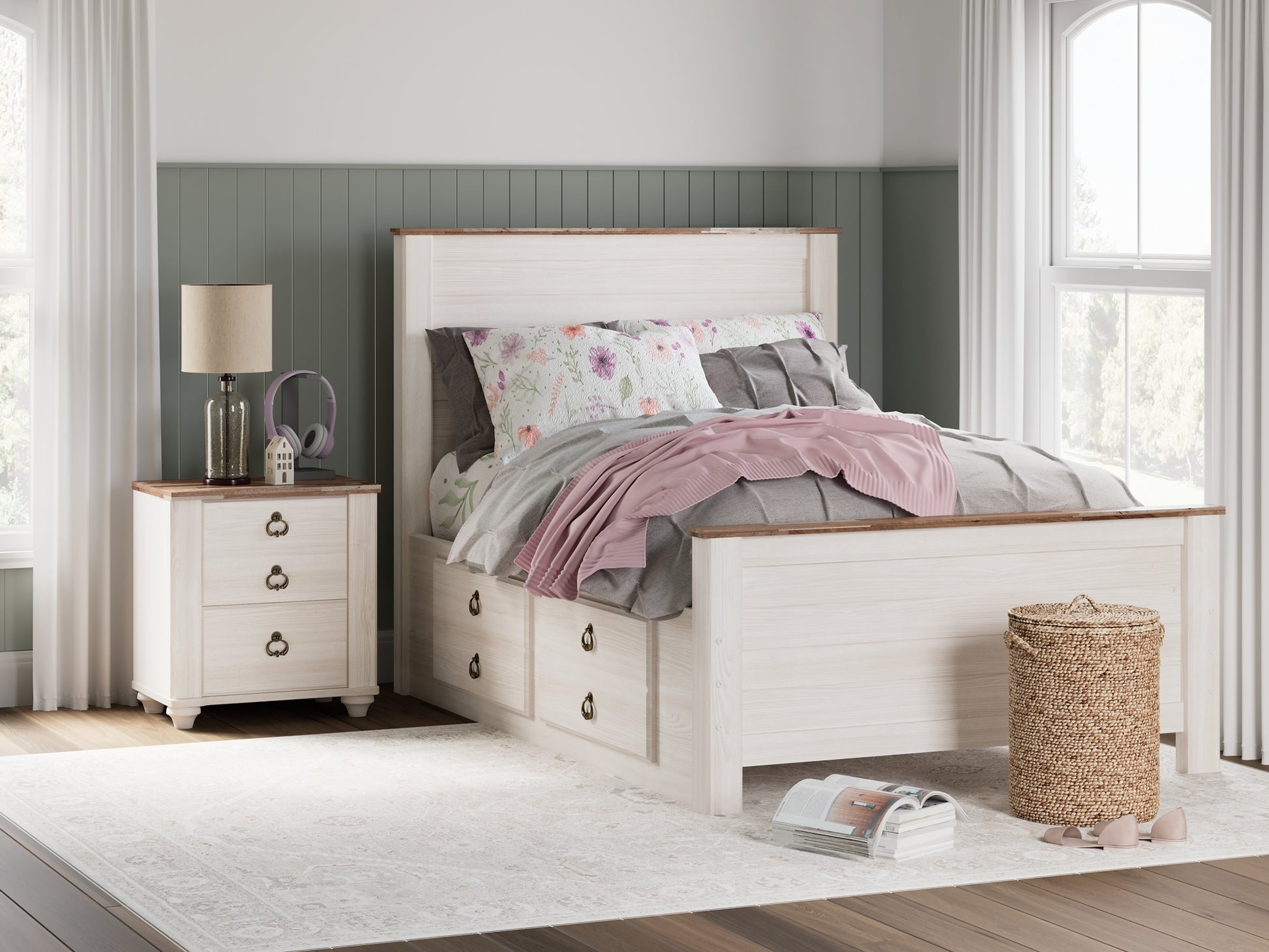 Willowton  Panel Bed With 2 Storage Drawers Signature Design by Ashley®