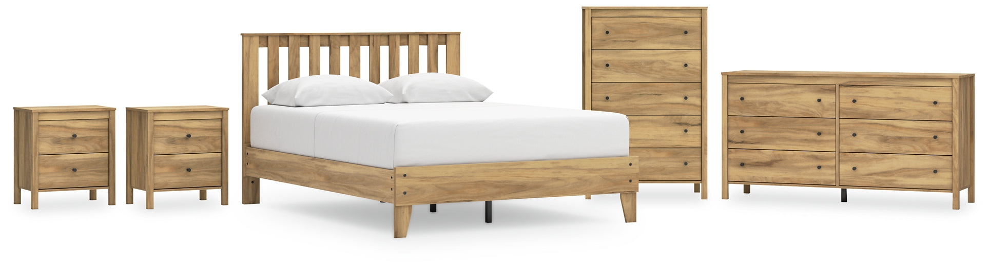 Bermacy Queen Platform Panel Bed with Dresser, Chest and 2 Nightstands Signature Design by Ashley®