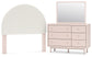 Wistenpine Full Upholstered Panel Headboard with Mirrored Dresser Signature Design by Ashley®