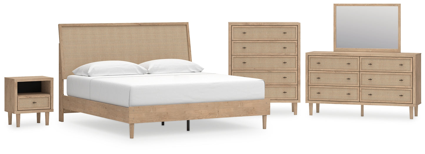 Cielden King Panel Bed with Mirrored Dresser, Chest and Nightstand Signature Design by Ashley®