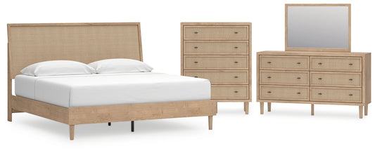 Cielden King Panel Bed with Mirrored Dresser and Chest Signature Design by Ashley®