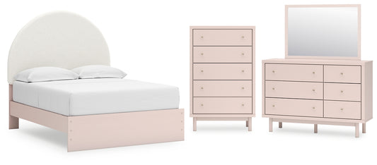 Wistenpine Full Upholstered Panel Bed with Mirrored Dresser and Chest Signature Design by Ashley®