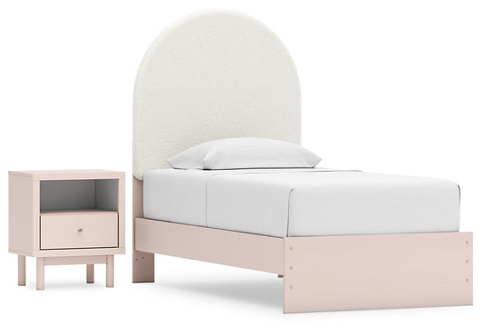 Wistenpine Twin Upholstered Panel Bed with Nightstand Signature Design by Ashley®