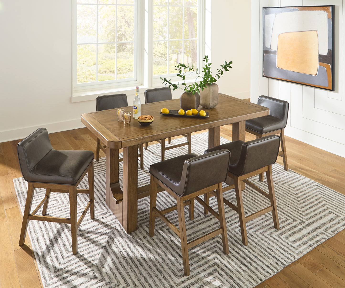 Cabalynn Counter Height Dining Table and 6 Barstools Signature Design by Ashley®