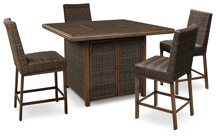 Paradise Trail Outdoor Counter Height Dining Table with 4 Barstools Signature Design by Ashley®