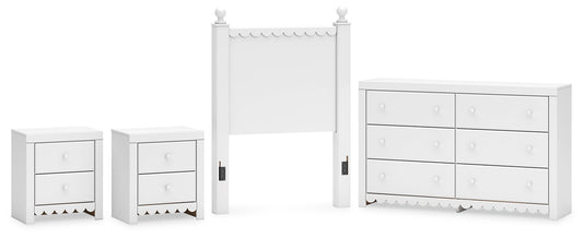 Mollviney Twin Panel Headboard with Dresser and 2 Nightstands Signature Design by Ashley®