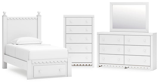 Mollviney Twin Panel Storage Bed with Mirrored Dresser and Chest Signature Design by Ashley®