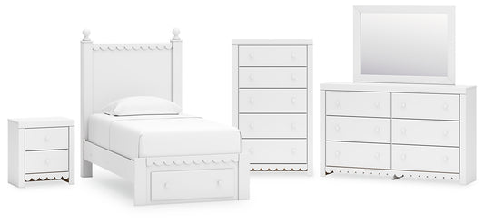 Mollviney Twin Panel Storage Bed with Mirrored Dresser, Chest and Nightstand Signature Design by Ashley®