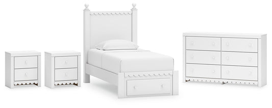 Mollviney Twin Panel Storage Bed with Dresser and 2 Nightstands Signature Design by Ashley®