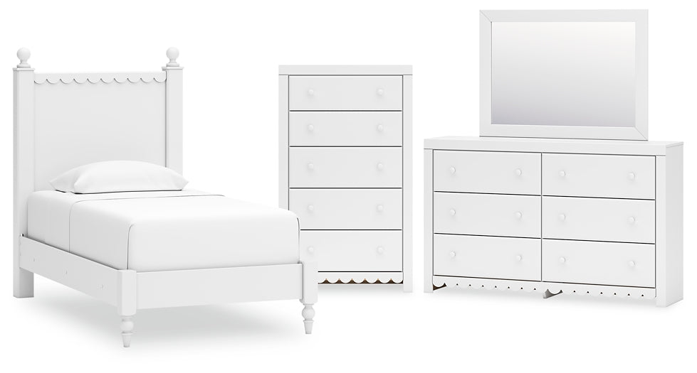 Mollviney Twin Panel Bed with Mirrored Dresser and Chest Signature Design by Ashley®