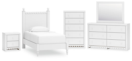 Mollviney Twin Panel Bed with Mirrored Dresser, Chest and Nightstand Signature Design by Ashley®